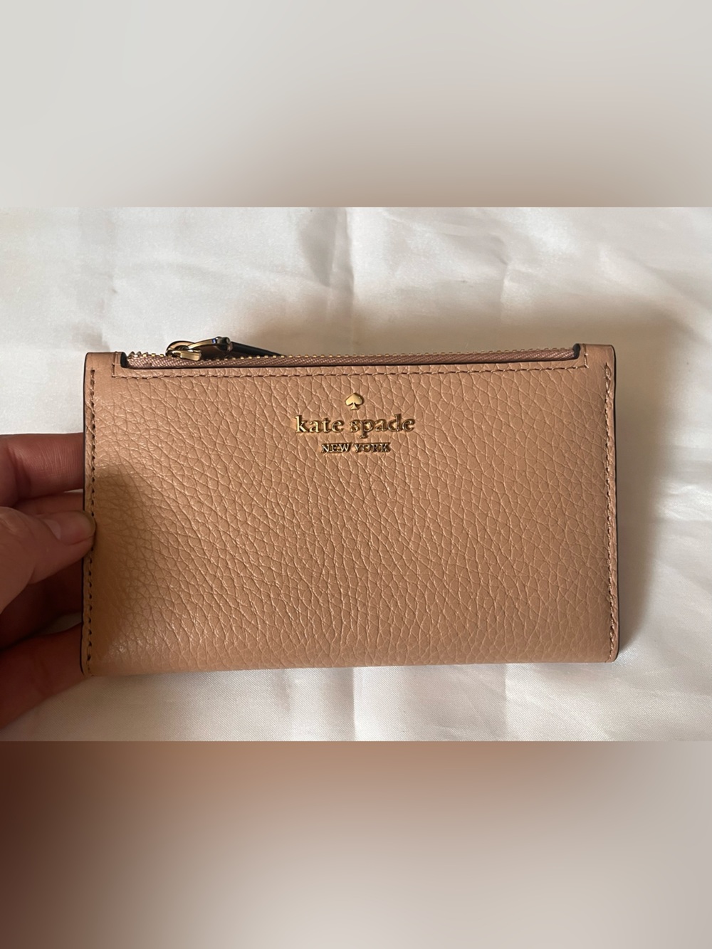 kate spade Pebbled Leather Zip Wallet Light Blush/Beige